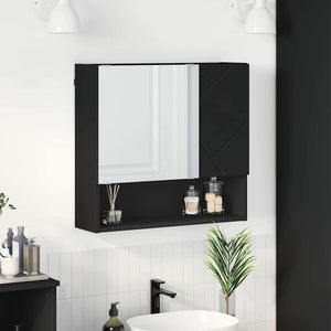 Schwarzer Spiegelschrank mit Tür 59x55cm