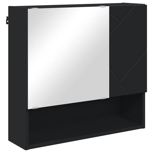Schwarzer Spiegelschrank mit Tür 59x55cm