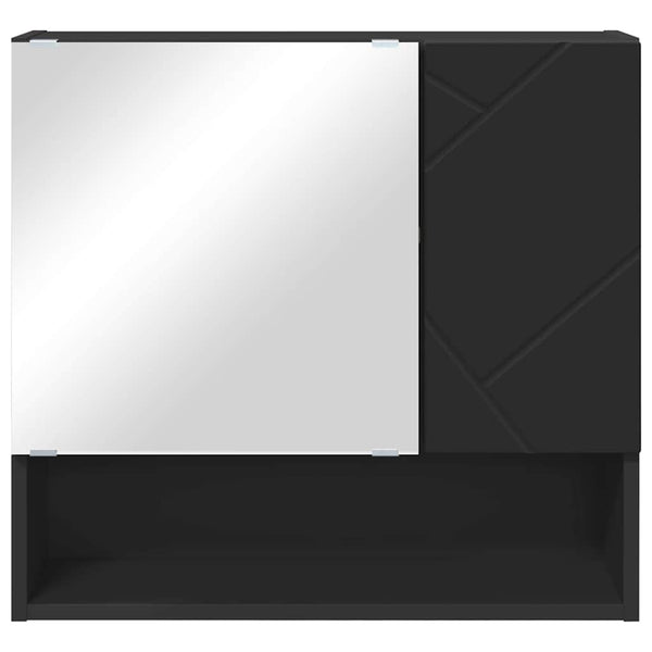 Schwarzer Spiegelschrank mit Tür 59x55cm
