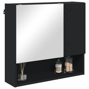 Schwarzer Spiegelschrank mit Tür 59x55cm