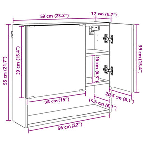 Spiegelschrank Geräucherte Eiche 59cm