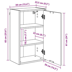 Wandmontierter Badezimmerschrank Beton Grau 39x23,5x65 cm