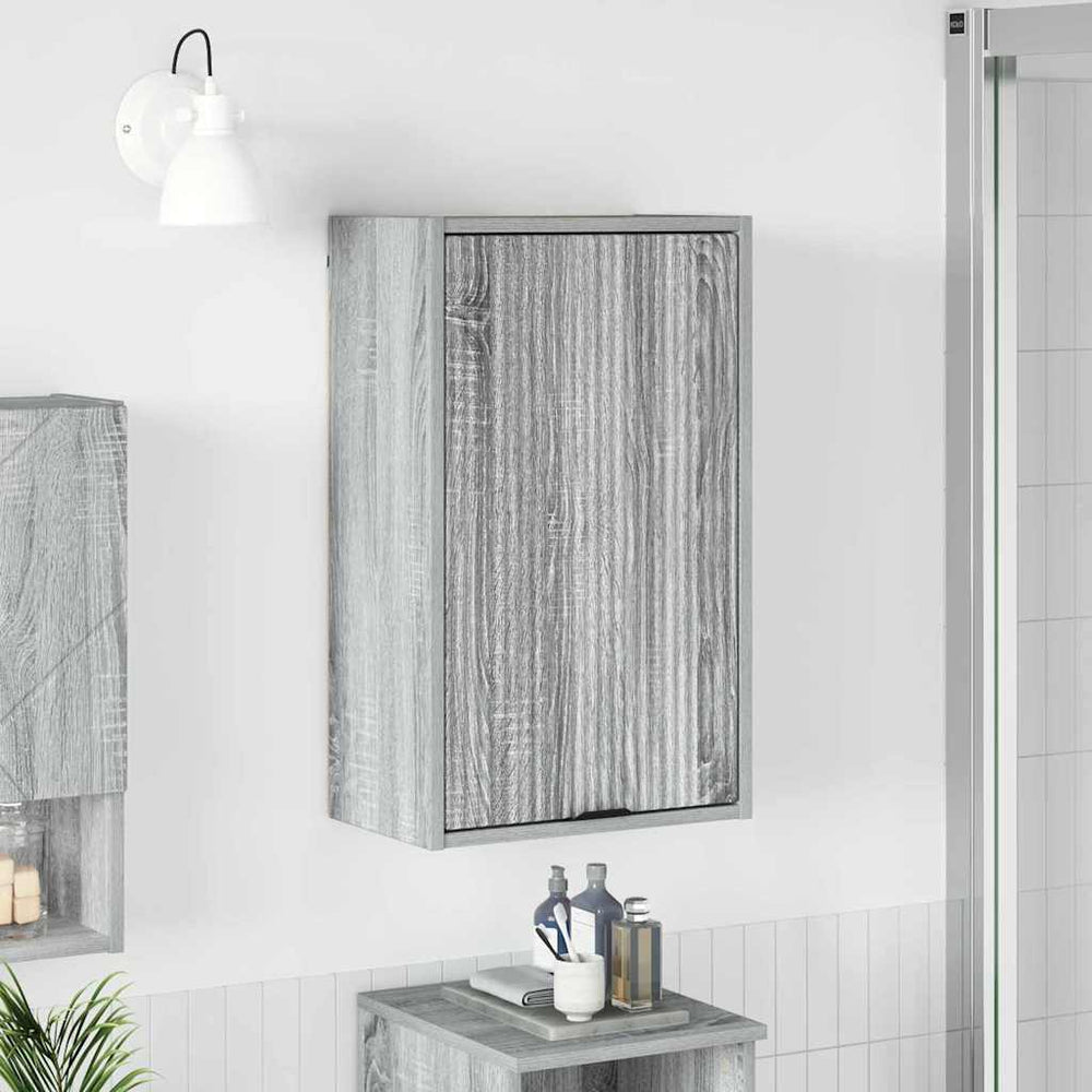 Grauer Badezimmerschrank zur Wandmontage, 39x23,5x65 cm