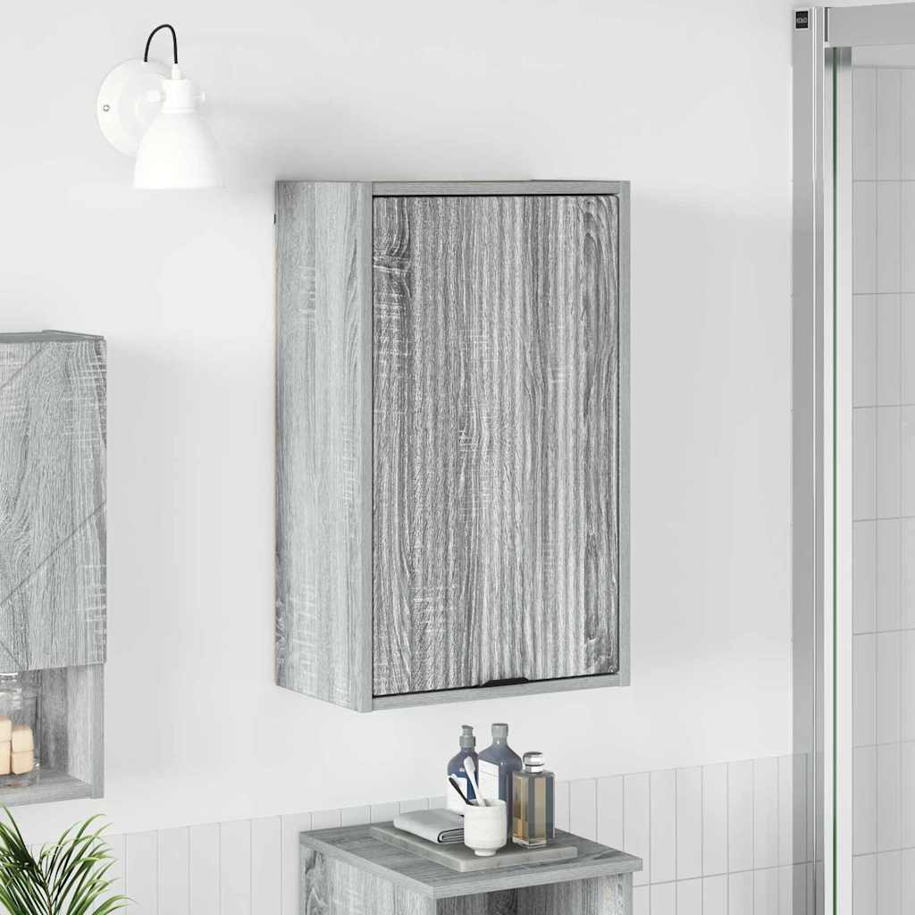 Grauer Badezimmerschrank zur Wandmontage, 39x23,5x65 cm