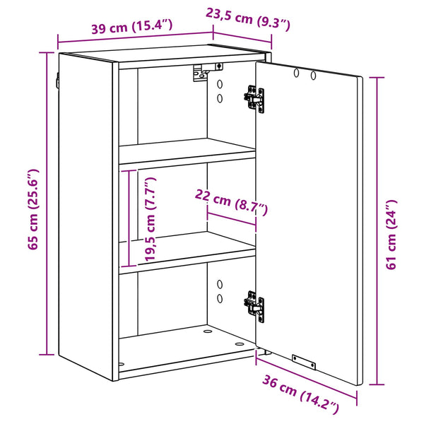 vidaXL Armoire de salle de bain murale en bois de récupération 39 x 23,5 x 65 cm