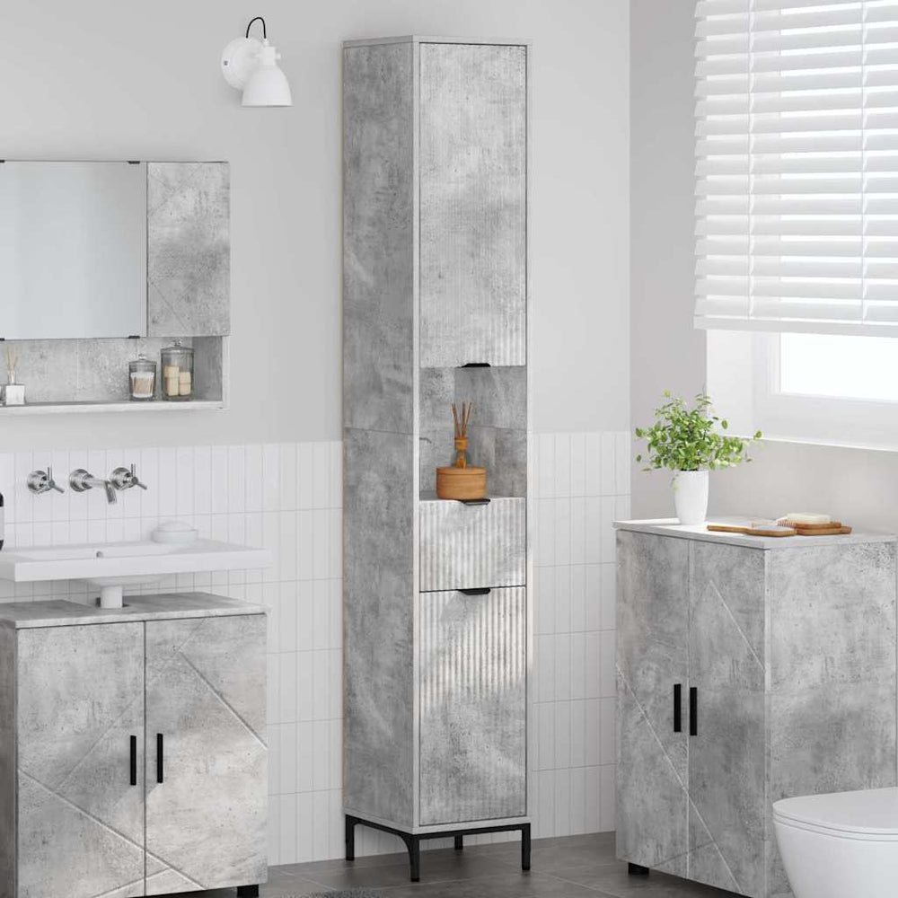 Badezimmerschrank Beton Grau 31,5x33x190cm