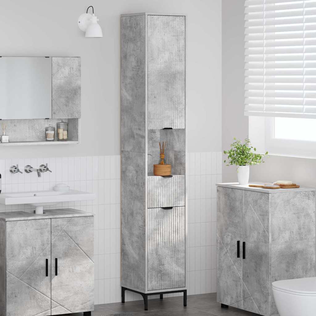 Badezimmerschrank Beton Grau 31,5x33x190cm
