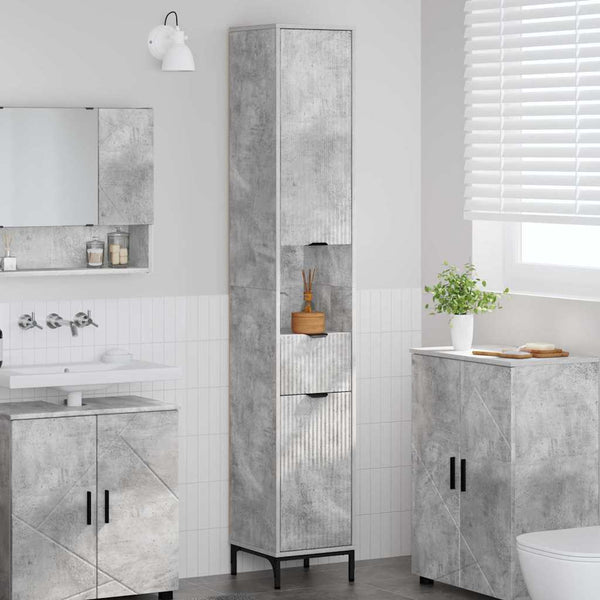 Badezimmerschrank Beton Grau 31,5x33x190cm