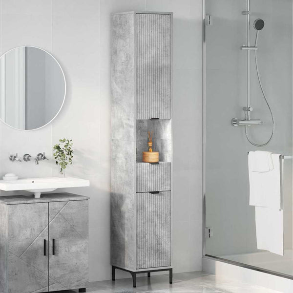 Badezimmerschrank Beton Grau 31,5x33x190cm