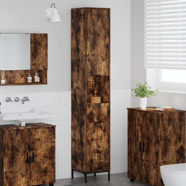 Badezimmerschrank Räuchereiche 31,5x33x190cm