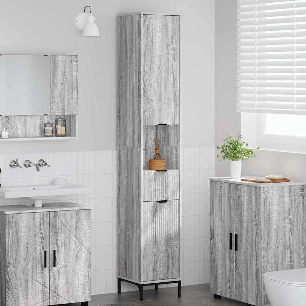 Badezimmerschrank Grau Sonoma 31,5x33x190cm