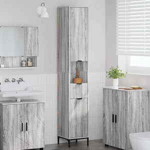 Badezimmerschrank Grau Sonoma 31,5x33x190cm