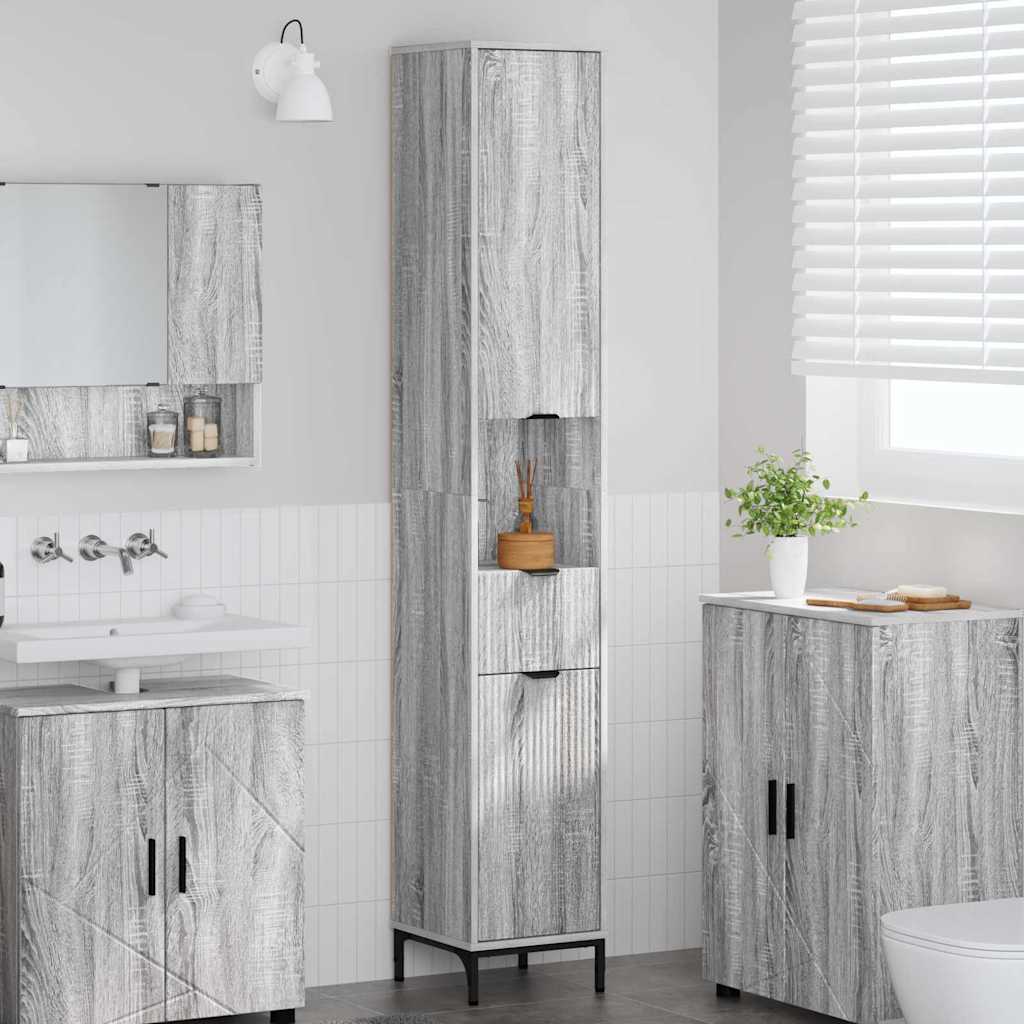 Badezimmerschrank Grau Sonoma 31,5x33x190cm