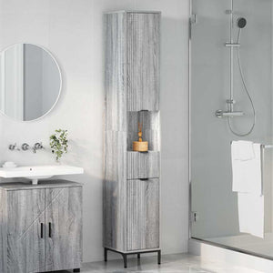 Badezimmerschrank Grau Sonoma 31,5x33x190cm