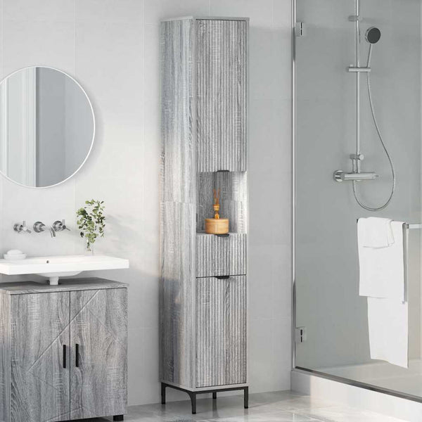 Badezimmerschrank Grau Sonoma 31,5x33x190cm