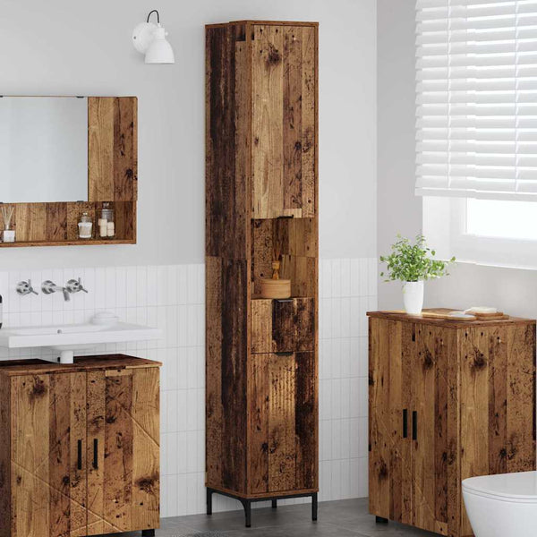 Badezimmerschrank Altholz mit Schubladen