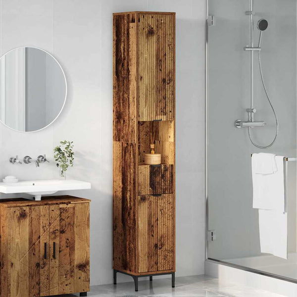 Badezimmerschrank Altholz mit Schubladen