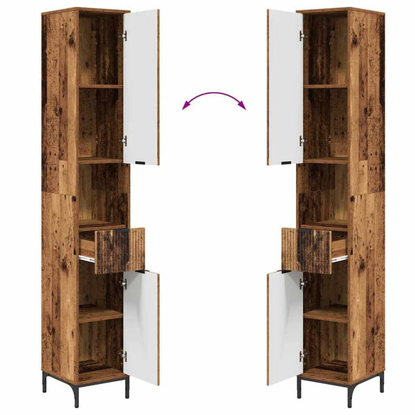 Badezimmerschrank Altholz mit Schubladen