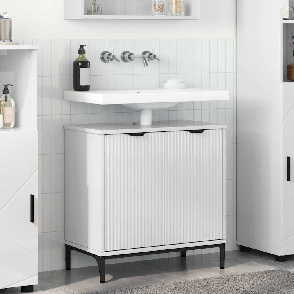 Waschbeckenunterschrank Badmöbel Hochglanz Weiß