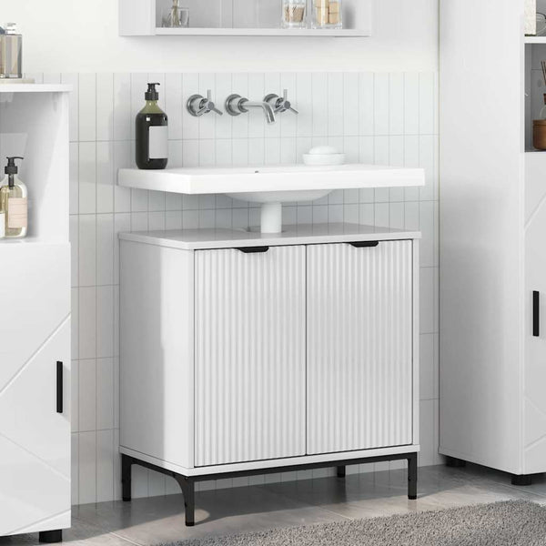 Waschbeckenunterschrank Badmöbel Hochglanz Weiß