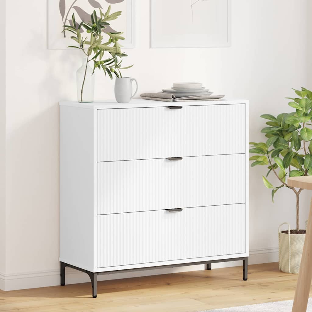 vidaXL Buffet avec tiroirs blanc 79,5 x 33 x 82 cm Bois d'ingénierie