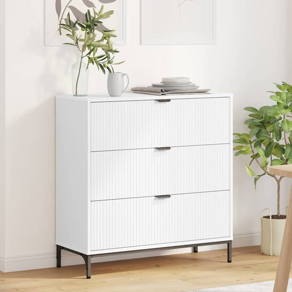 vidaXL Buffet avec tiroirs blanc 79,5 x 33 x 82 cm Bois d'ingénierie