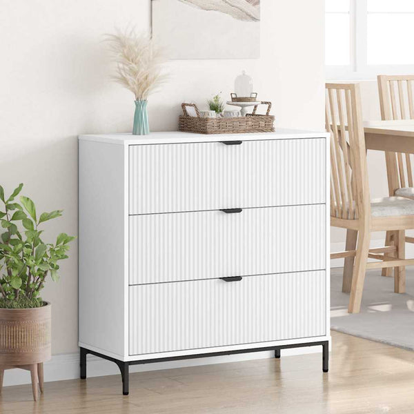 vidaXL Buffet avec tiroirs blanc 79,5 x 33 x 82 cm Bois d'ingénierie