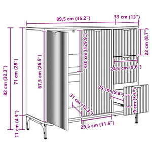 Sideboard Geräucherte Eiche 89,5 cm