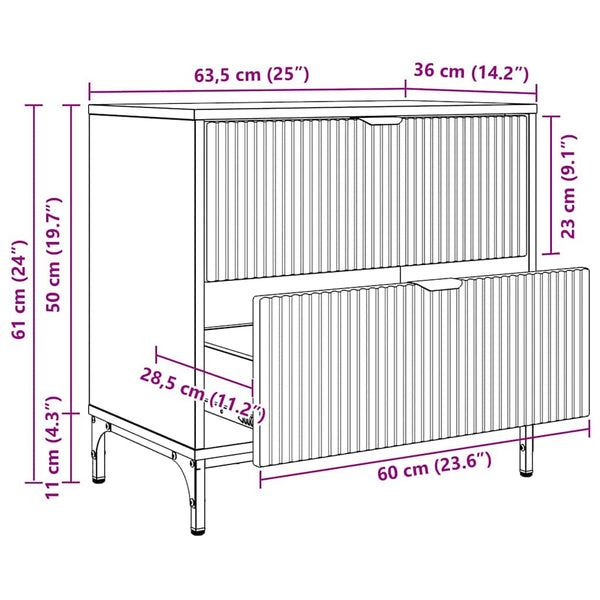 Nachttisch Grau Sonoma 63,5 cm