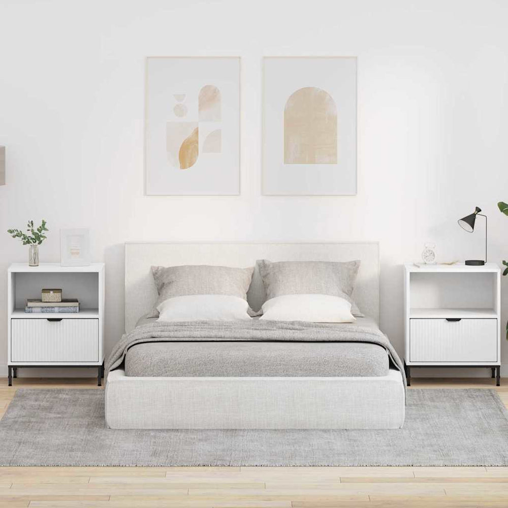 vidaXL Bedside Cabinet 2 pcs White 49 x 36 x 61 cm Engineered Wood