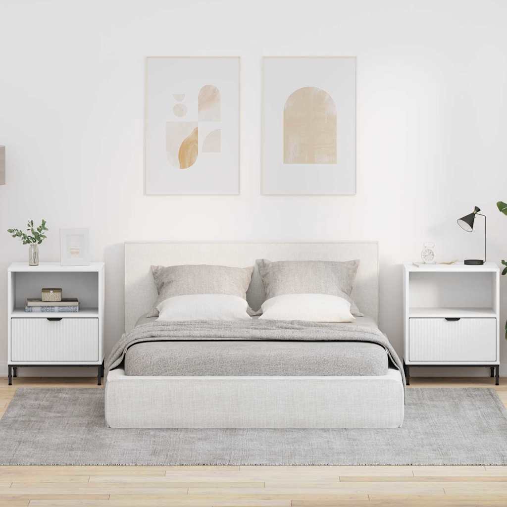 Nachttisch 2er Set Weiß Holz