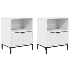 Nachttisch 2er Set Weiß Holz