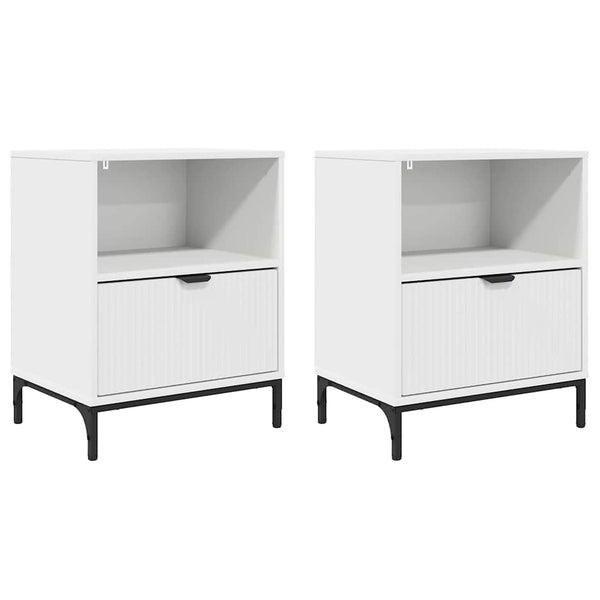 Nachttisch 2er Set Weiß Holz
