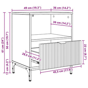 Schwarzer Nachttisch mit Schubladen
