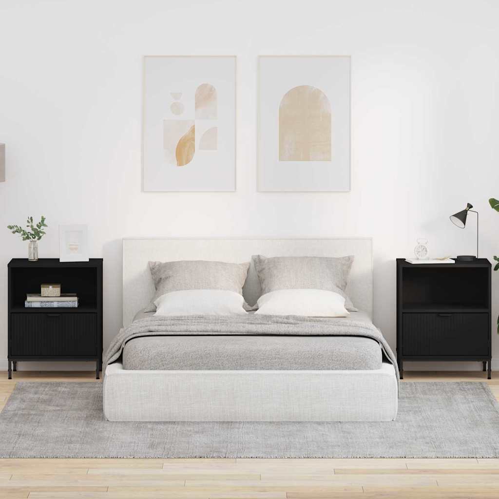 Nachttische 2er Set Schwarz Holz