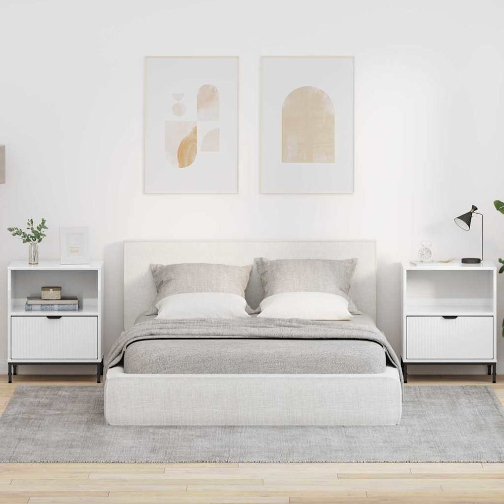 2er Set Nachttische Hochglanz Weiß