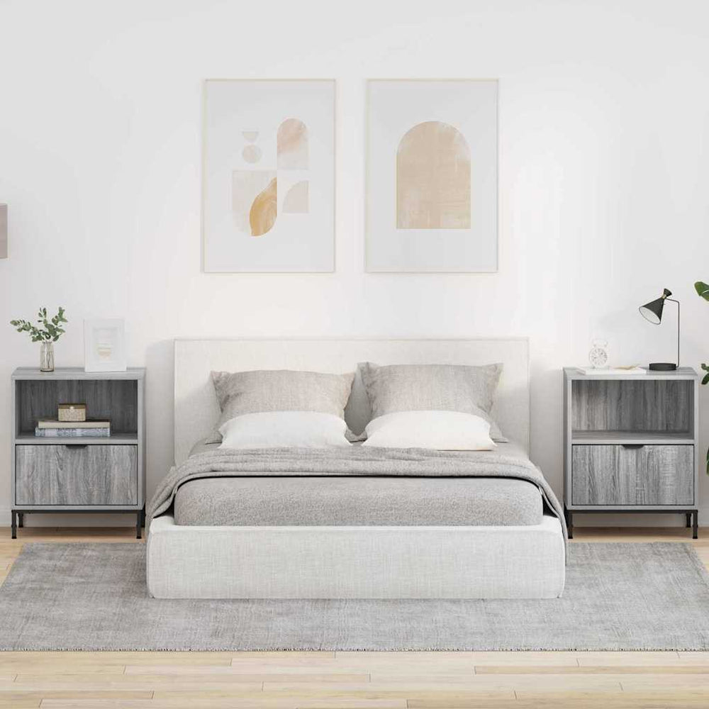 vidaXL Nightstand 2 pcs Gray Sonoma 49 x 36 x 61 cm Engineered Wood
