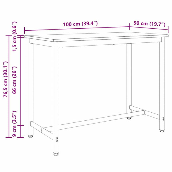 Schwarzer Tisch Eichenoptik 100x50 cm