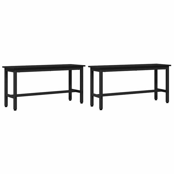 Esstischbank 2er Set Schwarz Eichenoptik