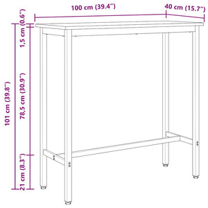 Tisch Natur Holz und Stahl 100x40x101 cm