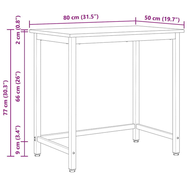 Schreibtisch Natur Holz und Stahl 80x50x77 cm
