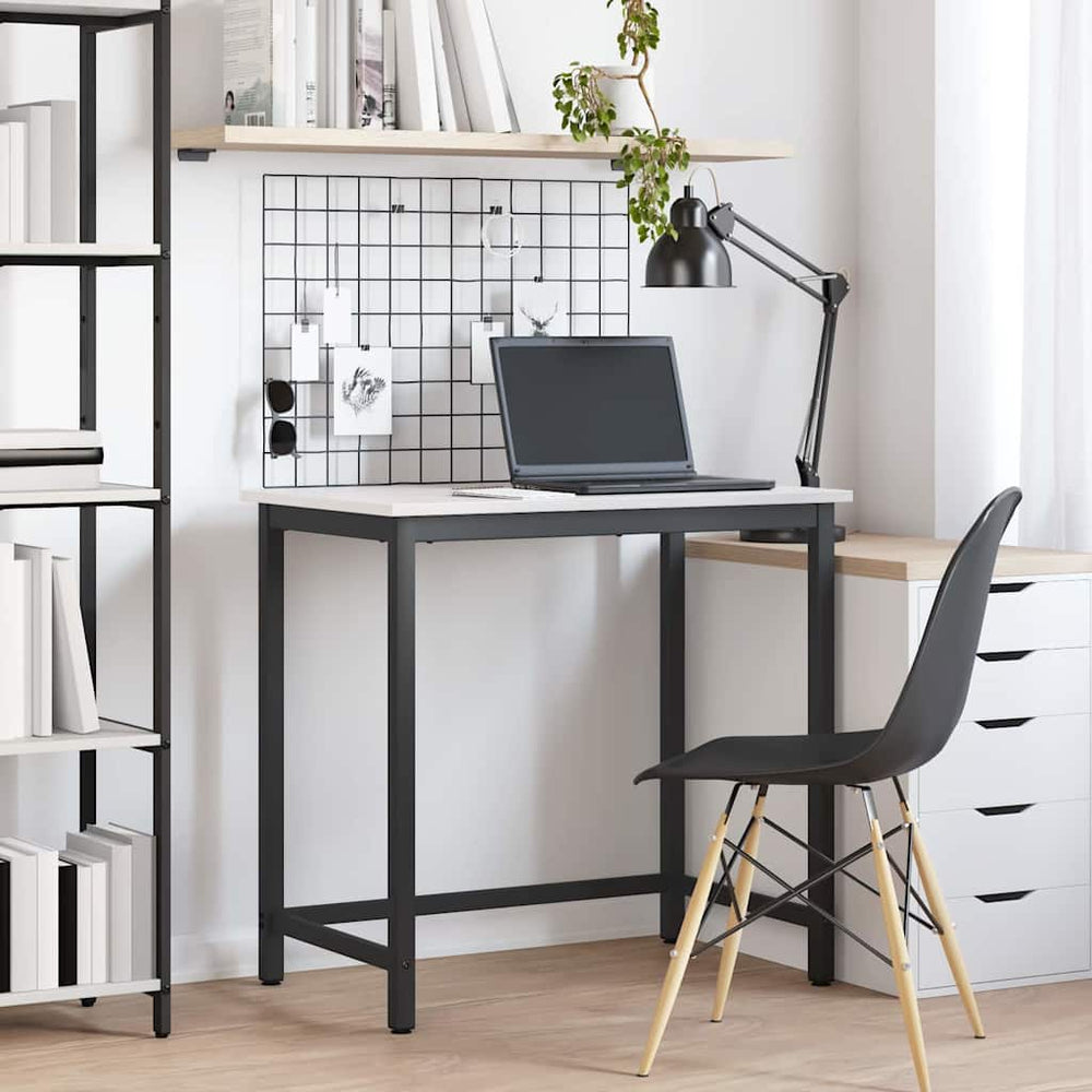 Weißer Schreibtisch mit Stahlbeinen, 80 cm