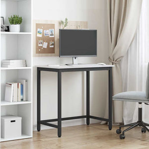 Weißer Schreibtisch mit Stahlbeinen, 80 cm
