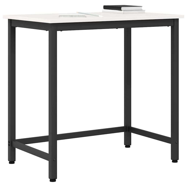 Weißer Schreibtisch mit Stahlbeinen, 80 cm
