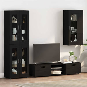 Schwarzer Holzschrank mit Stauraum