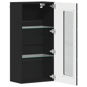 Schwarzer Holzschrank mit Stauraum