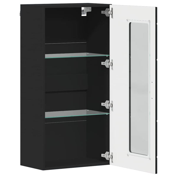 Schwarzer Holzschrank mit Stauraum