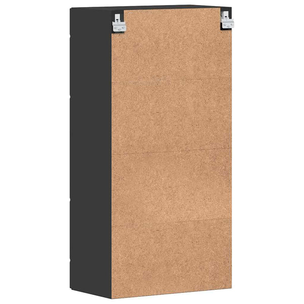 Schwarzer Holzschrank mit Stauraum