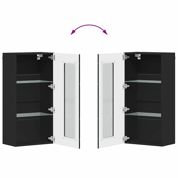 Schwarzer Holzschrank mit Stauraum