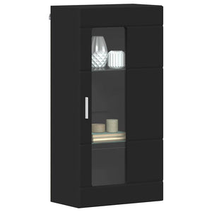 Schwarzer Holzschrank mit Stauraum